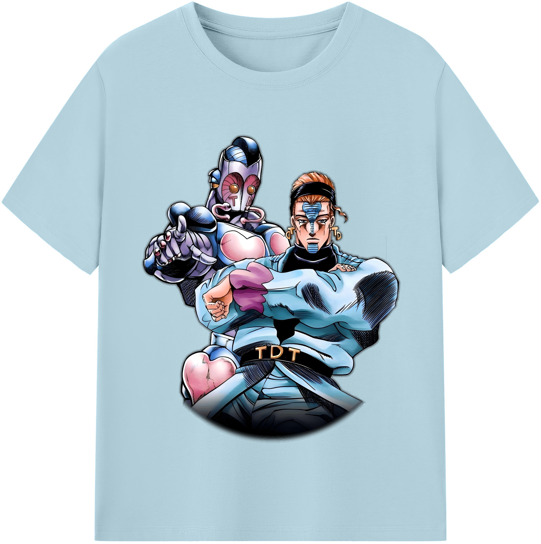 （画像用） ジョジョの奇妙な冒険 ひがしかた じょうすけ JoJo's Bizarre Adventure Higashikata Josuke 綿100％半袖Tシャツ（フロントプリント）